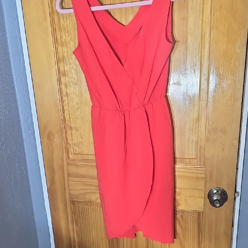 Buttons Vibrant Red Midi Dress P2p 17